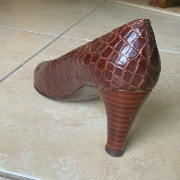 ‼️OFFERS Vintage Genuine Alligator Skin Heels Petra Italy 4.5 HTF Burgundy - Picture 10 of 16